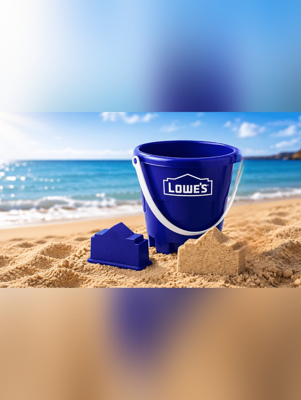 Lowe's Sand Castle Bucket & Brick Form Set - Blue & White - NEW!